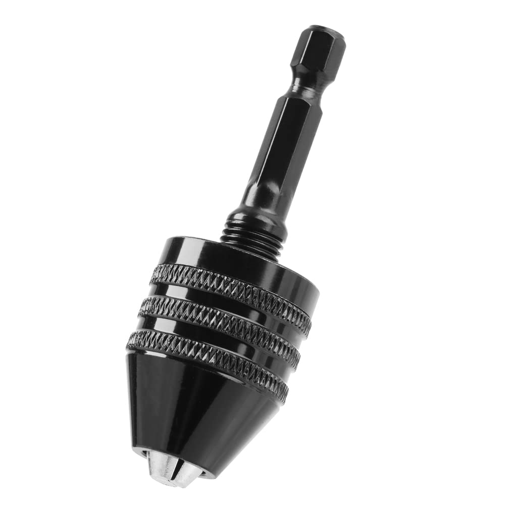 Impact Bit Adapter for Tools, 0.3mm to 8mm Converter, Keyless Chuck, 1/4" Hex Sh