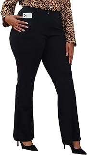 Plus Size Wrinkle-Free Stretch Dress Pants for Women Slip On Pants Easy Into Comfy Office Pants