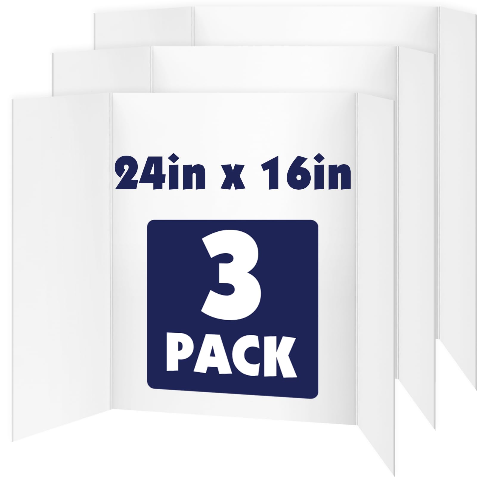 3 Pack White Trifold Poster Board, 16in x 24in Corrugated Project Board | Presen