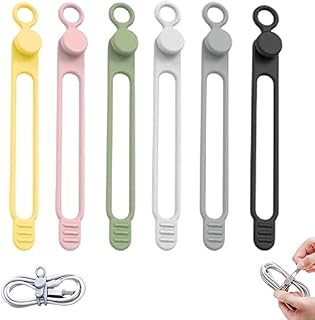 Data Cable Organizer, 2025 New Elastic Silicone Cable Straps Cord Organizer, Reusable Cable Ties Wire Organizer for Bundling and Fastening Earphone, Phone Charger (6 Pcs)