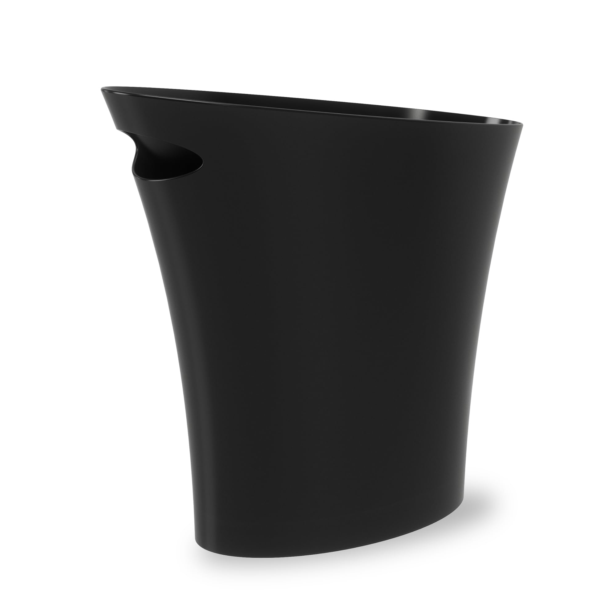 Umbra Skinny Trash Can, Slim Bathroom Garbage Can, 2 Gallon, Black | Built-in ha