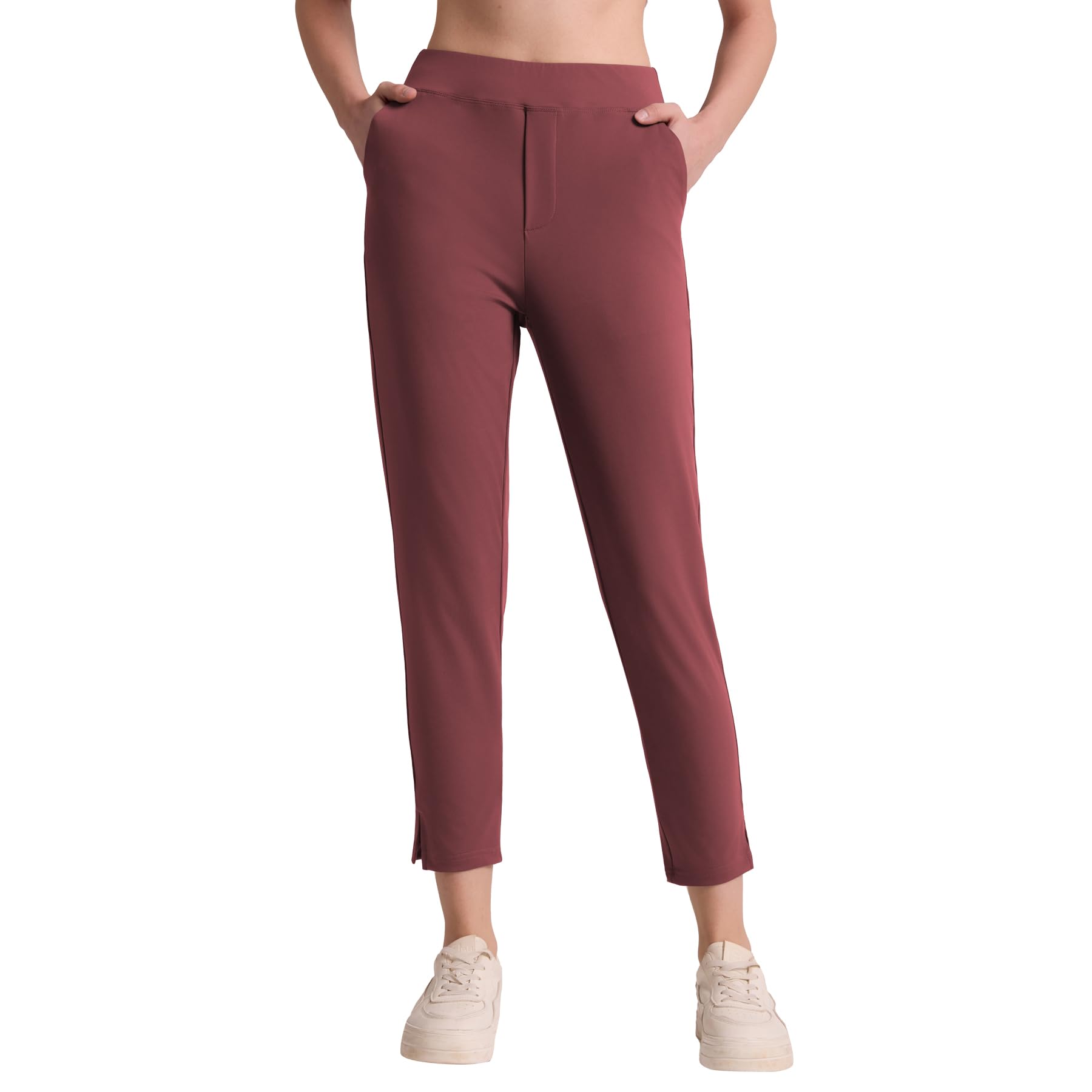QBK Women's Petite Ankle Pants 25"/27" Stretchy Pull On Work Dress Business Casu