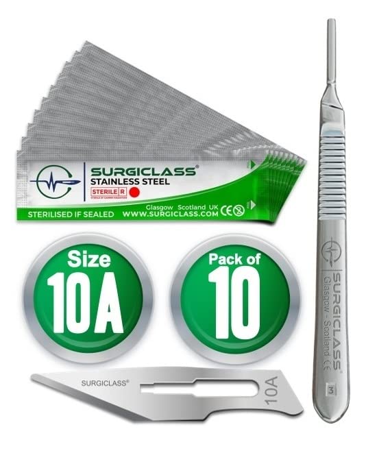 Surgical Scalpel Surgical Blades # 10A Stainless Steel Sterile Pack of 10 and Ha
