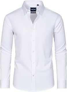 Alimens & Gentle Camicia da uomo antimacchia, vestibilità aderente, con