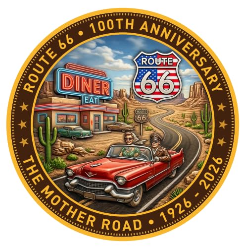 Route 66 Centennial Commemorative Coin,100th Anniversary 1926-2026 Mother Road 3