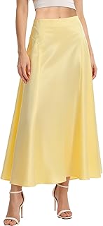 Women's Satin Maxi Skirt High Waisted A Line Silk Skirts Flowy Spring Summer Casual Long Skirt