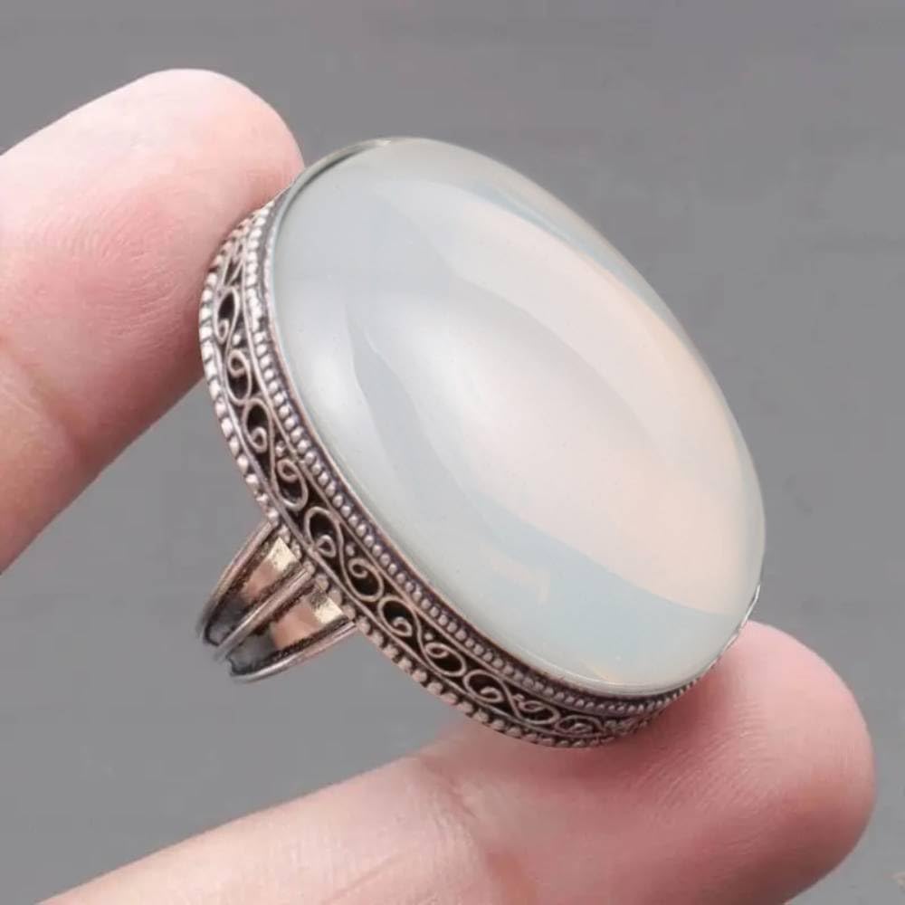 Oval Simulated Moonstone Women Ring Retro Party Jewelry