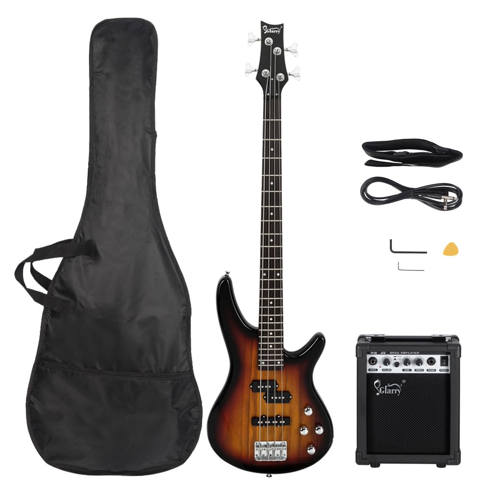 Bonnlo 4 String Full Size Electric Bass Guitar Beginner Kit with 20W Amp, Gig Ba