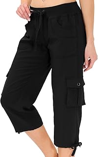 MoFiz Capris for women with pockets, loose fit, casual capri pants, dressy, lightweight, baggy cargo pants for hiking