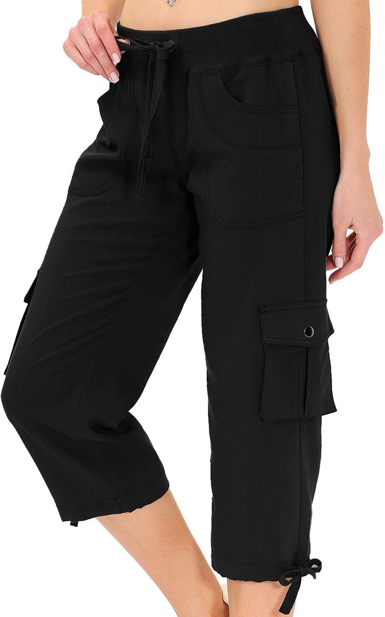 MoFiz Capris for women with pockets, loose fit, casual capri pants, dressy, ligh