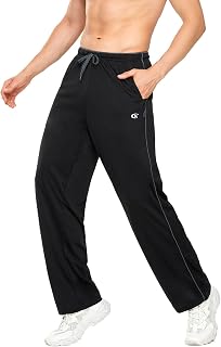 YuKaiChen Men's Athletic Open Bottom Pants Jogging Bottoms Mesh Men's Jogging Bottoms with Pockets