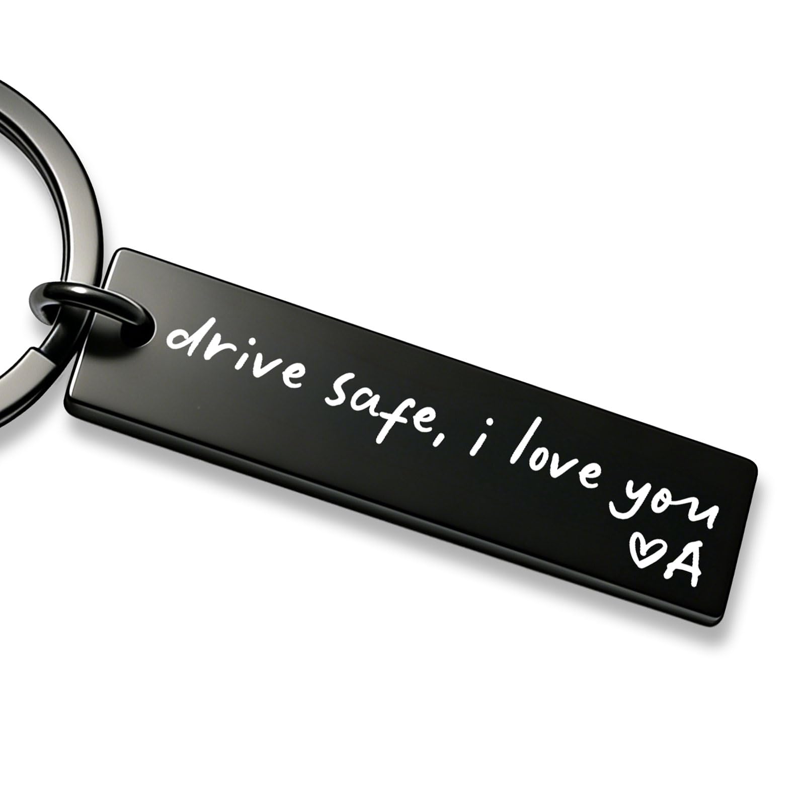 xcanartvy Drive Safe I Love You Keychain – A–Z Initial Engraved Key Ring – Perso