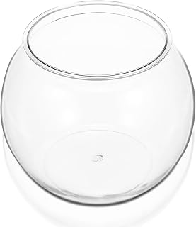 POPETPOP Plastic Fish Bowl Small Fish Tank Desktop Aquarium Clear Round 2 Gallon Fishbowl for Home Office Decoration