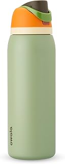 Owala FreeSip Insulated Stainless Steel Water Bottle with Straw for Sports and Travel, BPA Free, 1.1 L, Orange/Green (Camo Cool)