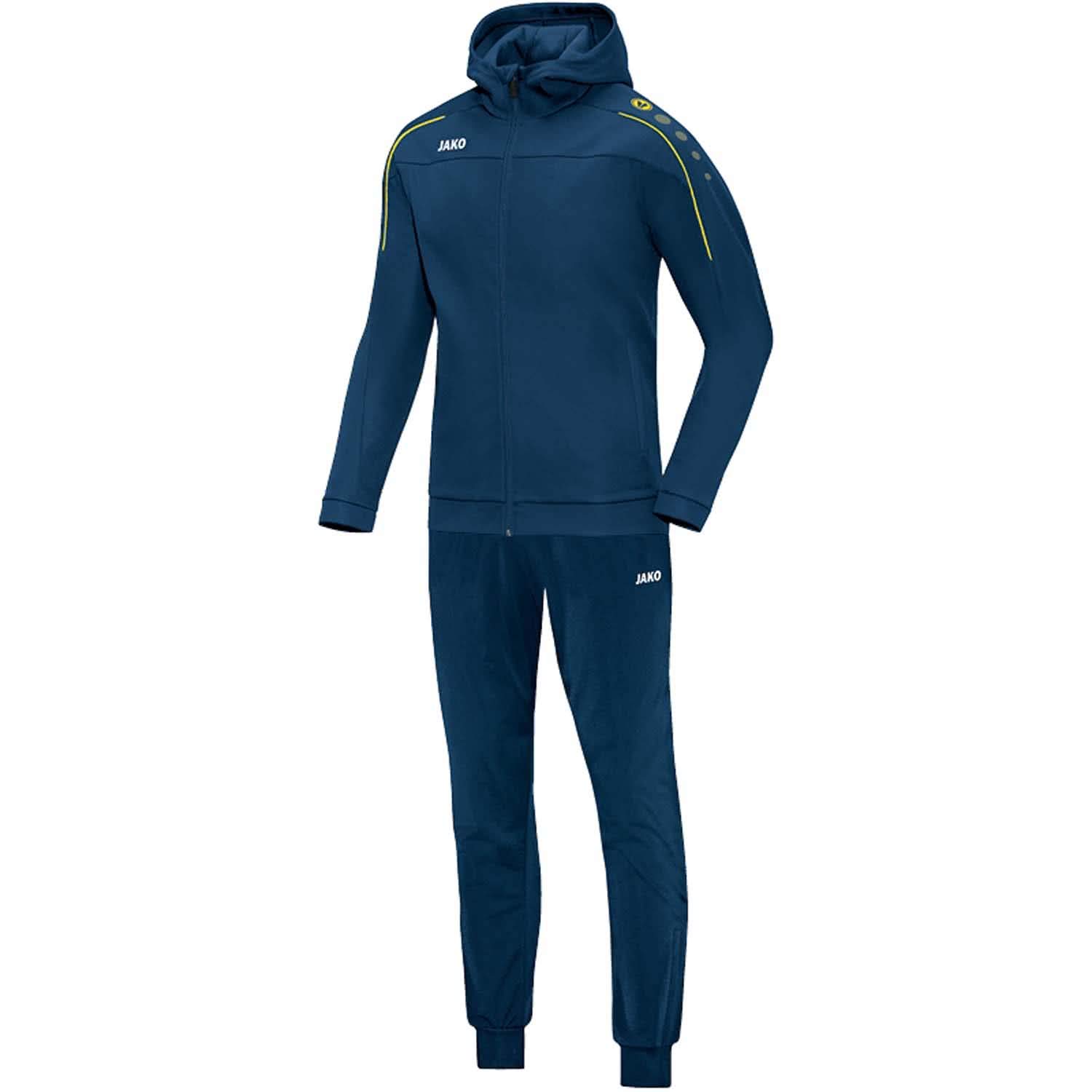 JAKO Classico M9450 Men's Polyester Tracksuit with Hood, Night Blue/Citro, XXL