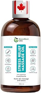 Stress Relief Massage Oil – 8 Fl Oz / 236 mL – Natural Therapy Blend with Eucalyptus, Peppermint & Rosemary Oils – Soothing Massage Oil for Joint, Muscle, Back, Arthritis & Stress Relief