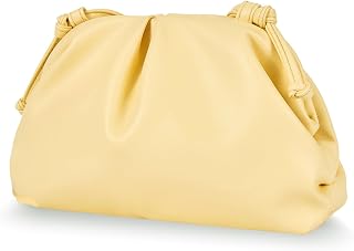 Huralona Pleated Vegan PU Evening Clutch Purse Super Soft Dumpling Bag