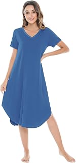 NACHILA nightgowns for women viscose made from bamboo v neck short sleeve cool sleepwear