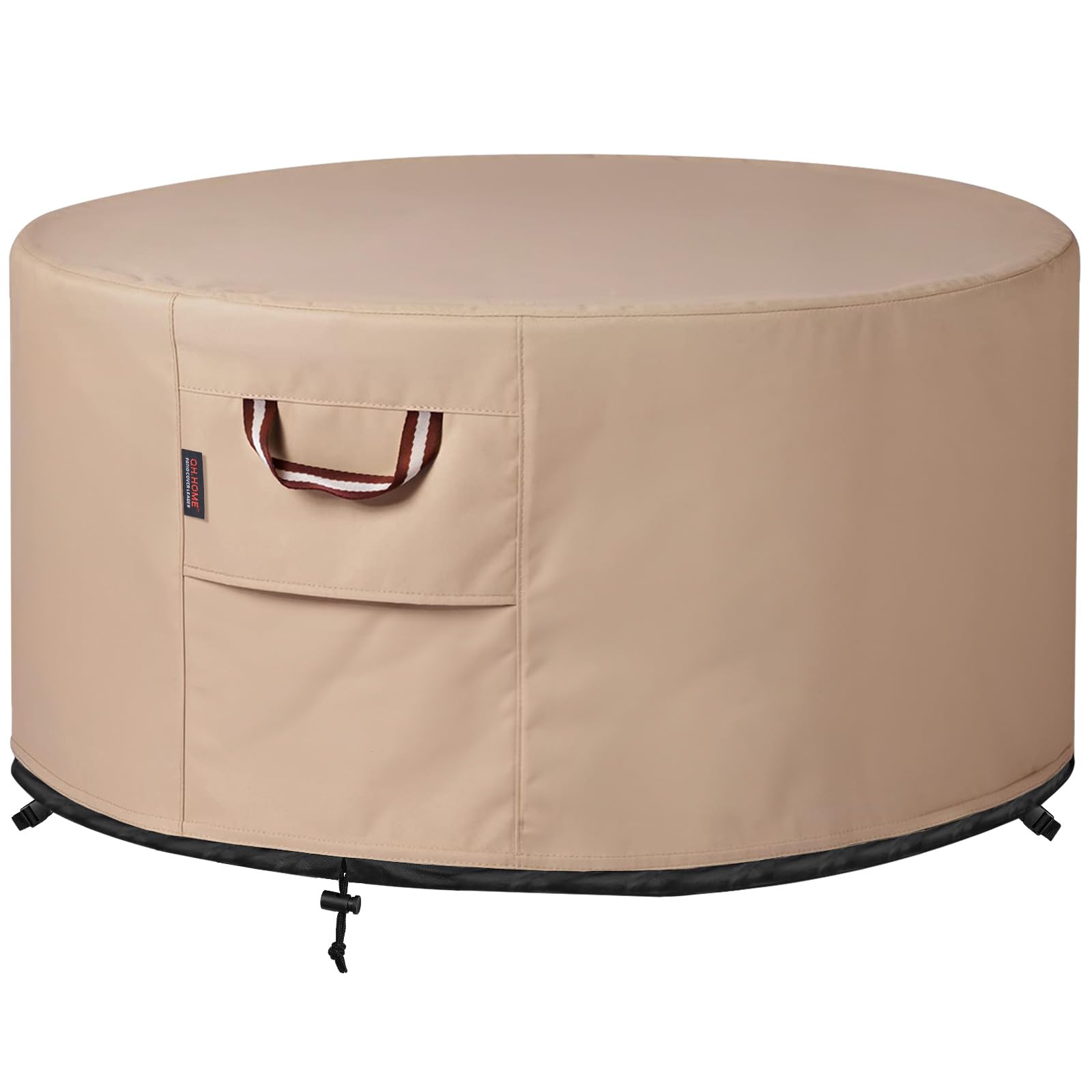 QH.HOME Fire Pit Cover Round 48", 900D Heavy Duty Fabric 100% Waterproof | Fits 
