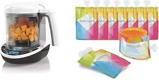 Baby Brezza BRZ00141 Baby Food Maker Complete, White & Reusable Easy-Fill Pouch System