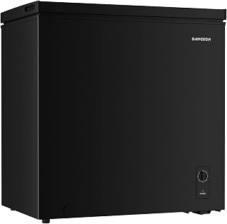 BANGSON 7.1 Cu.Ft Chest Freezer for Apartment, Black | Deep Freezer with Adjustable Thermostat, Top Open Door Freezer with Removable Basket, Low Noise for Kitchen, Office