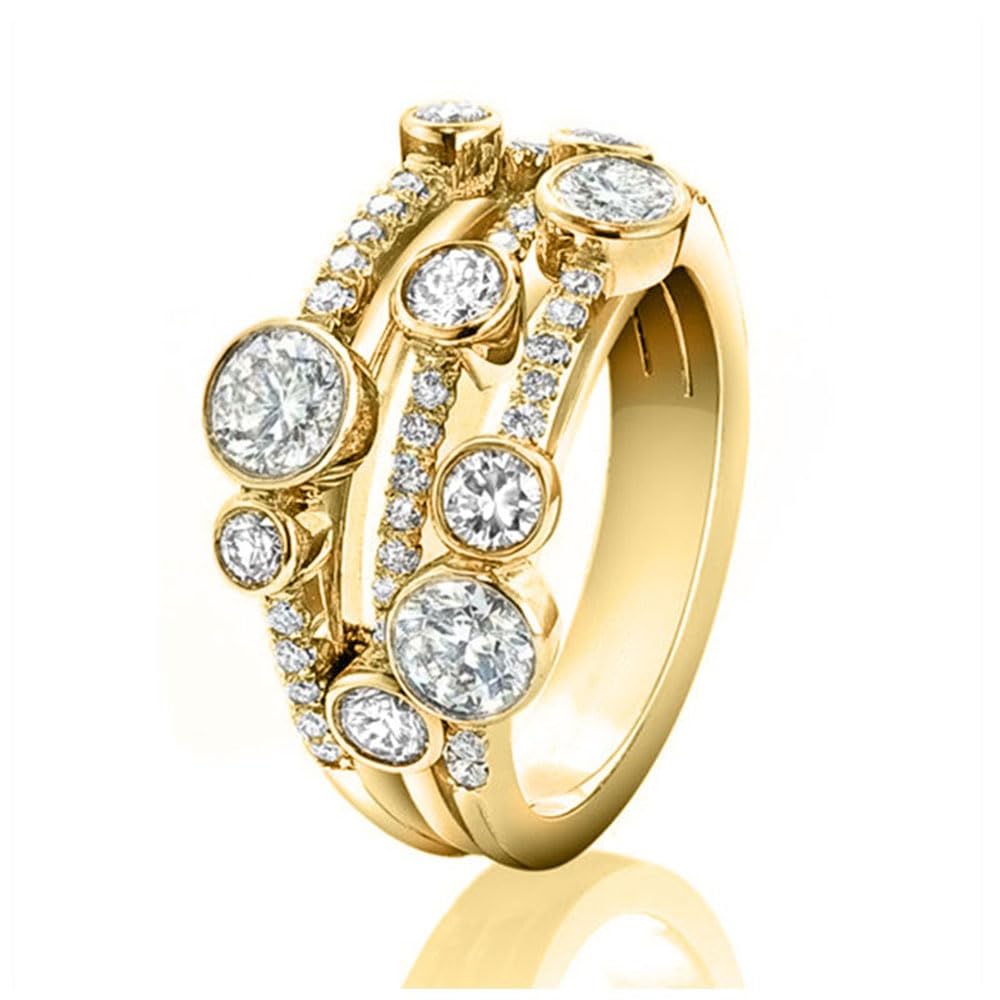 White Gold Plated Round Cubic Zirconia Inlaid Geometric Hollow Ring Personalized