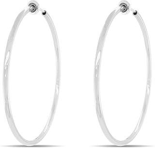 Silver Spring Hoops Earrings Clip On-Small, Medium & Large Silver Clip Hoop Earrings for Women