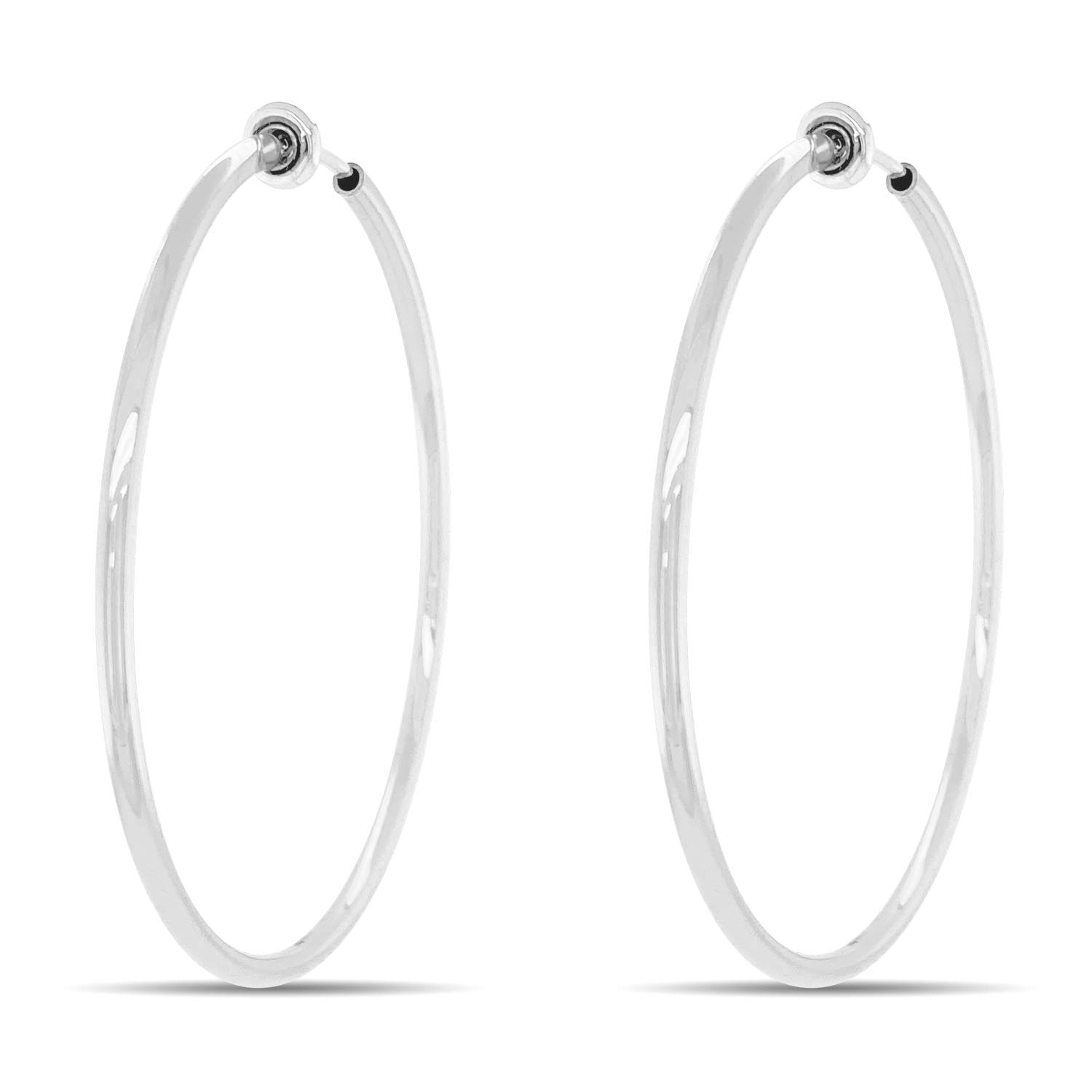 Silver Spring Hoops Earrings Clip On-Small, Medium & Large Silver Clip Hoop Earr