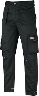 WrightFits Men Pro-11 Work Trousers Black - Heavy Duty Safety Combat Cargo Pant - Multi Pockets & Knee Pad Pockets - Triple Stitched -Durable Work wear (28W-48W)