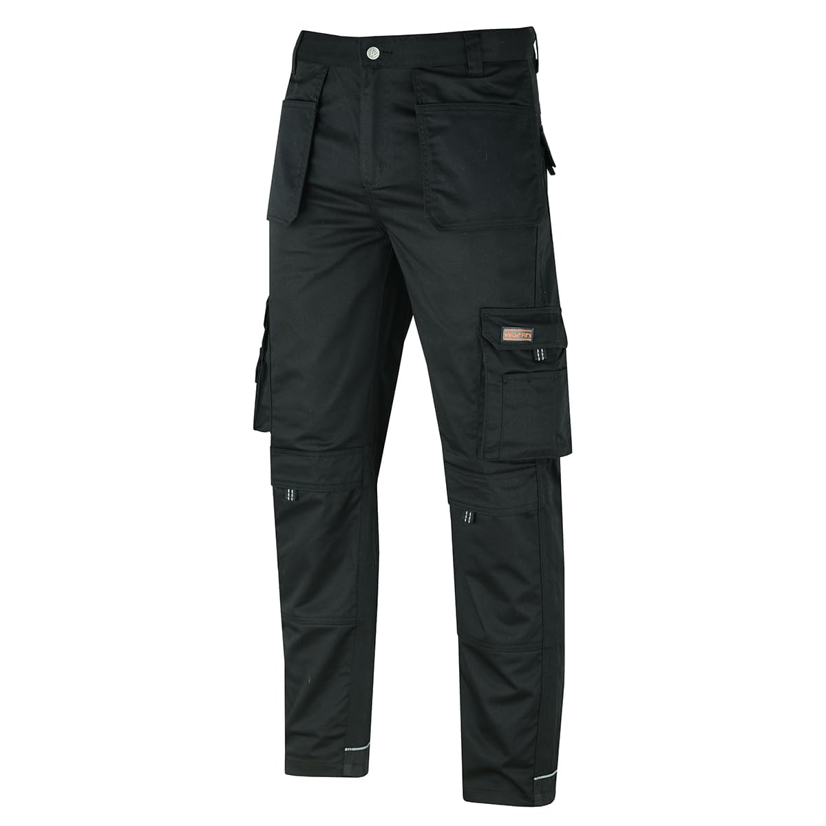 WrightFits Men Pro-11 Work Trousers Black - Heavy Duty Safety Combat Cargo Pant 