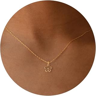 Dainty Necklace-14k Gold/White Gold Plated Lotus Flower Leaf Sun Moon Crown Star Crown Interlocking Inifinity Circle Pendant Necklace for Women
