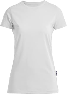 HRM Luxury Round Neck T-Shirt for Women - Women's Premium Round Neck T-Shirt 100% Organic Cotton - Basic T-Shirt Machine Washable at 60°C - Women's Clothing High Quality and Sustainable