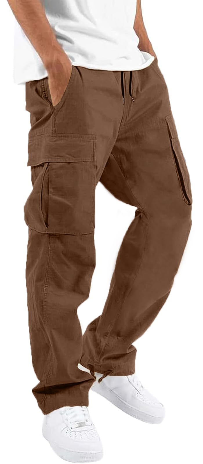 Hungson Mens Casual Hiking Jogging Athletic Cotton Cargo Pants Loose Straight Tr