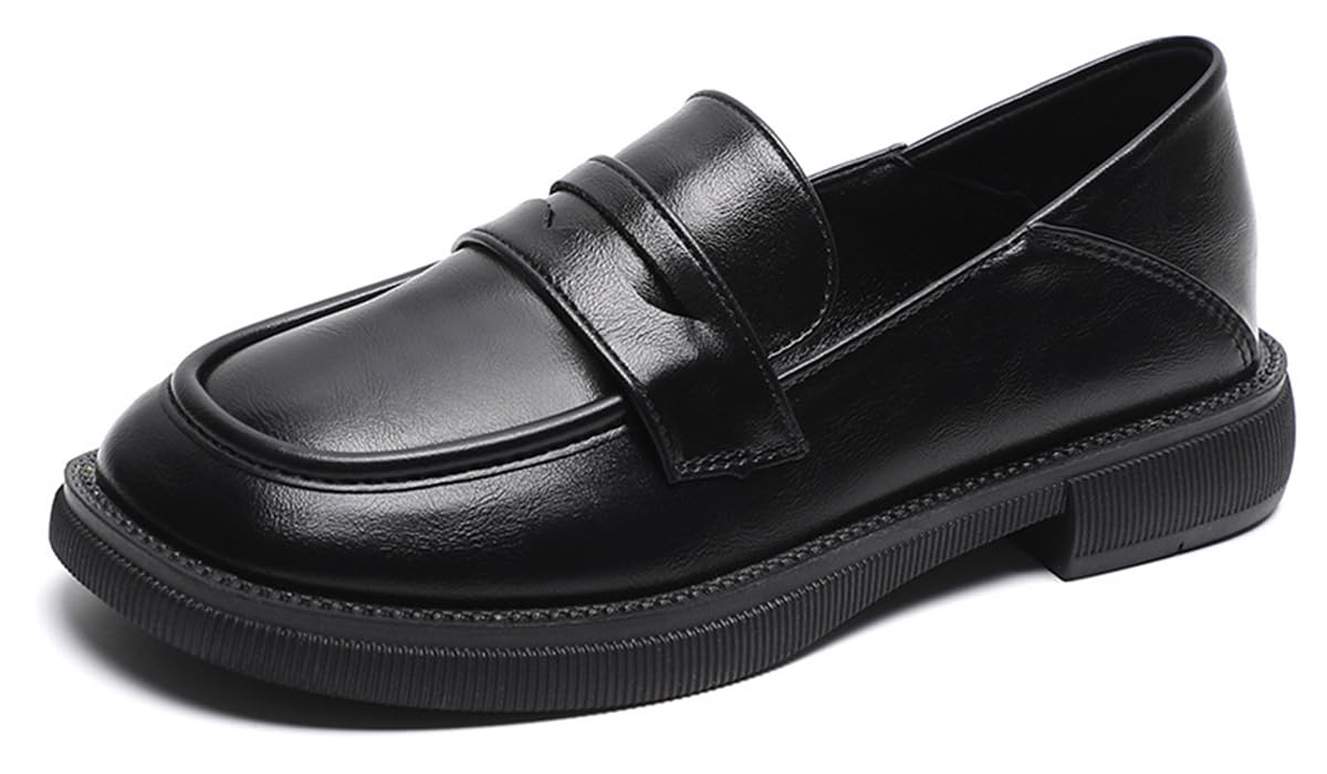 Women's Flat Loafers Slip On Lightweight Casual Round Toe Work Business Low Heel