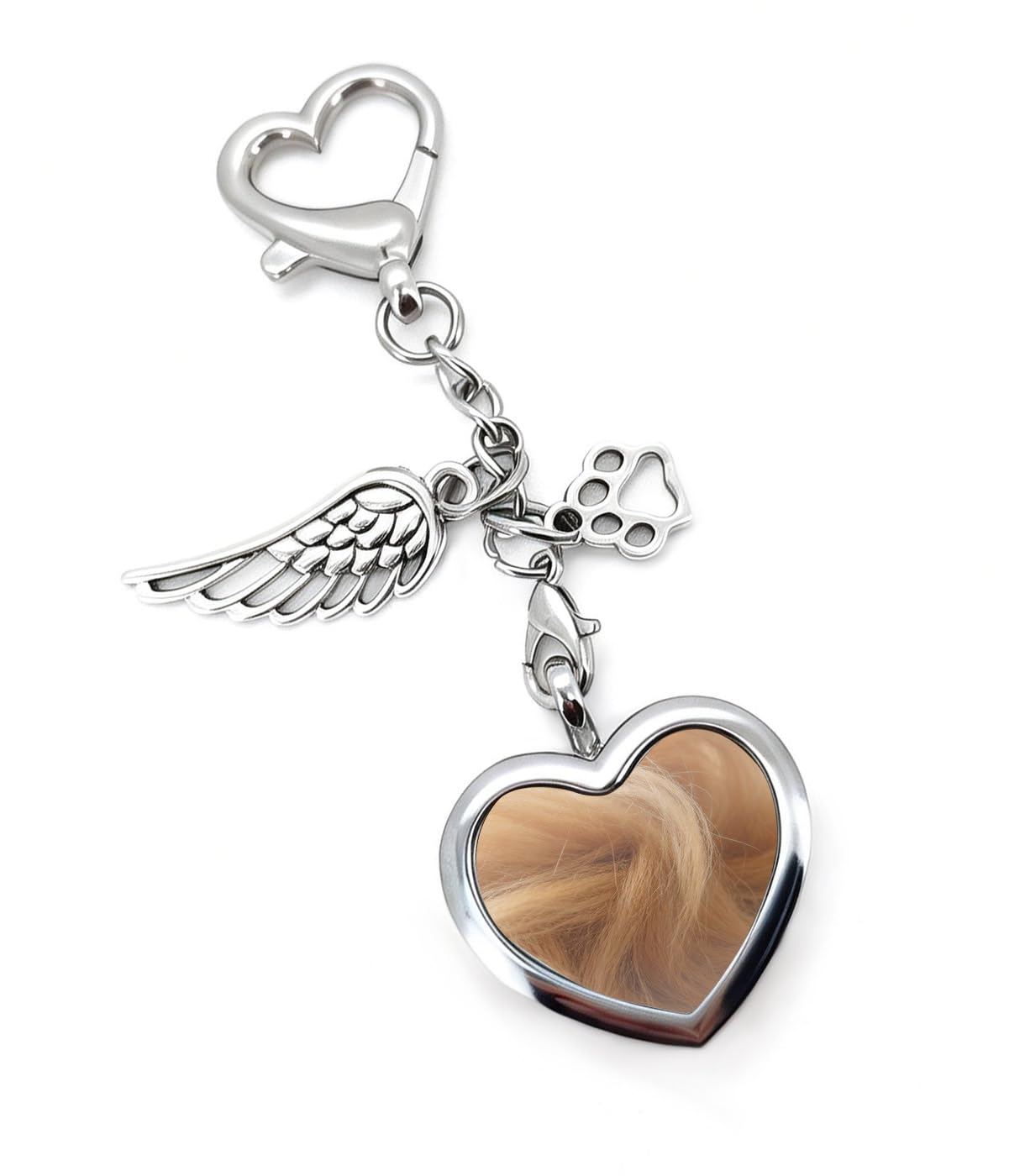 CYLDGNS Pet Fur Memorial Keychain, Lock of Fur Hair Key Chain, Pet Remembrance K