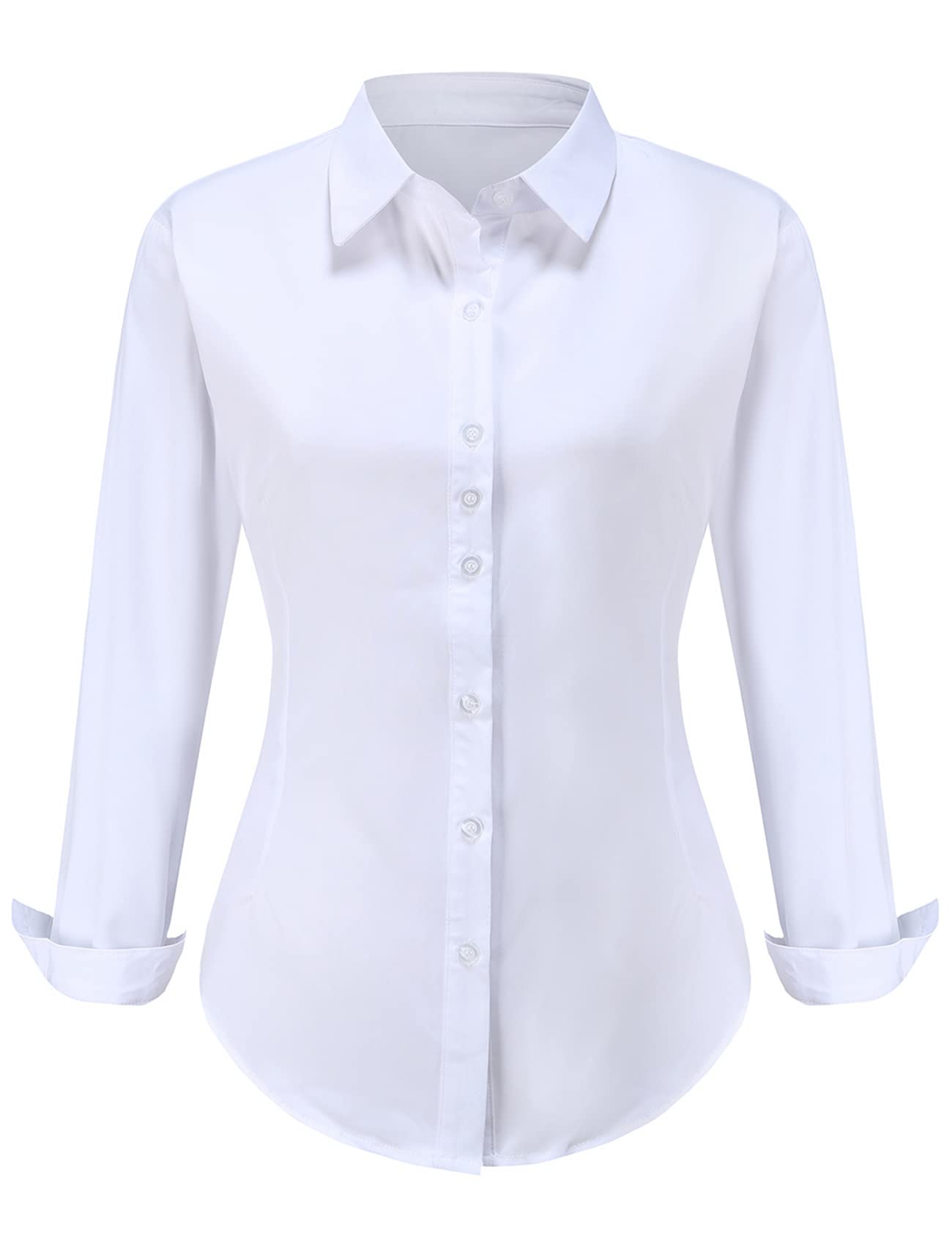 Womens Dress Shirts Long Sleeve NO Iron Shirt Wrinkle Free Work Top