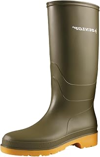 DUNLOP Dull Waterproof PVC Boots for Men and Women - Lightweight and Comfortable - Rain Boots - Black & Green - Sizes 28-42