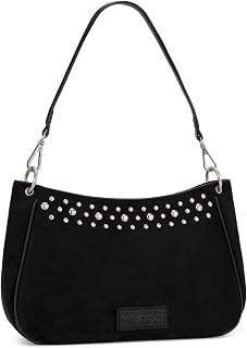 Wrangler Shoulder Bag for Women, Small Soft Faux Suede Slouchy Hobo Purse