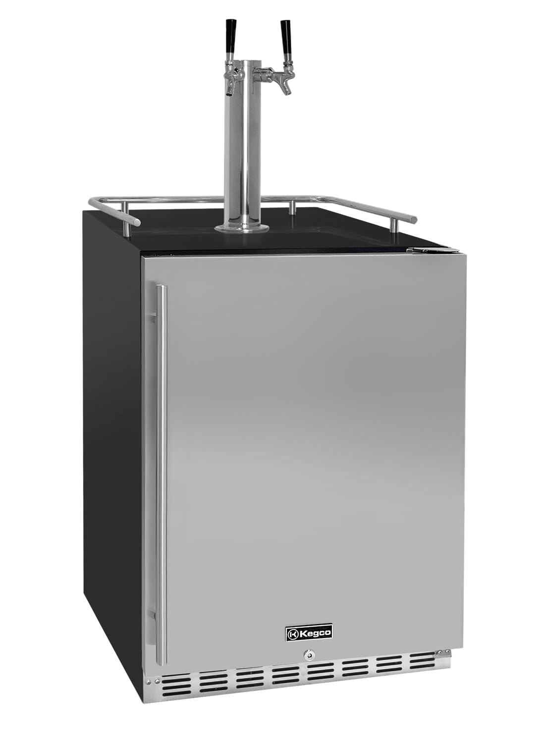 Kegco Kegerator 24" Wide Dual Tap Black/Stainless Steel Undercounter Beer Dispen