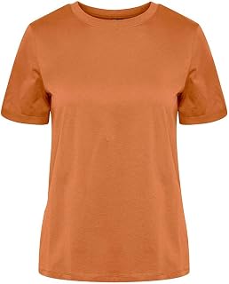 Pieces Pcria SS Fold Up Solid Tee Noos BC Women's T-Shirt (Pack of 1)