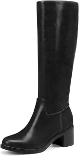 Athlefit Knee High Boots Women Round Toe Fall Boots with Side Zipper