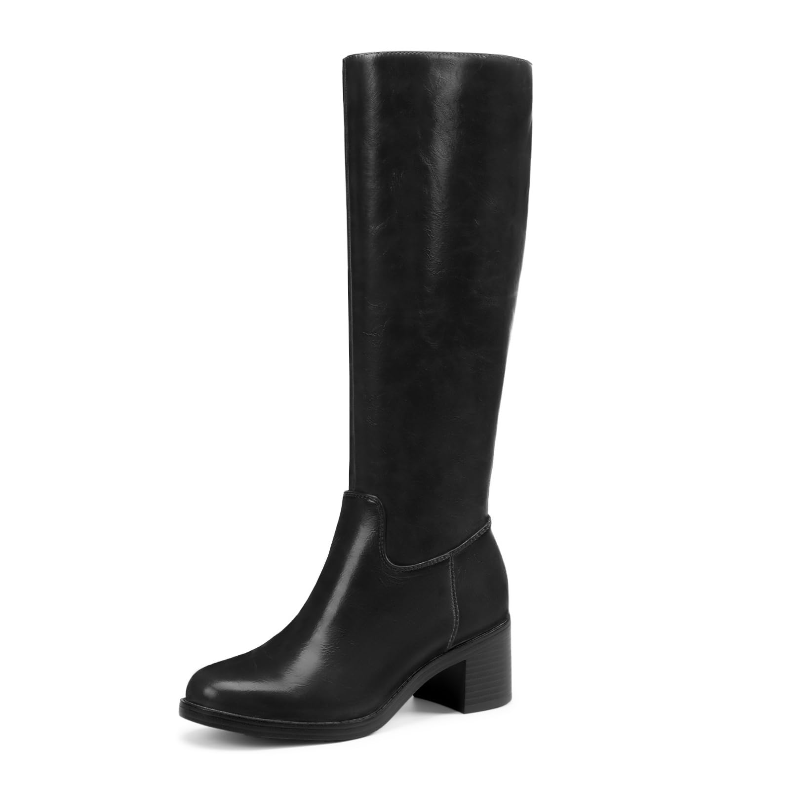 Athlefit Knee High Boots Women Round Toe Fall Boots with Side Zipper