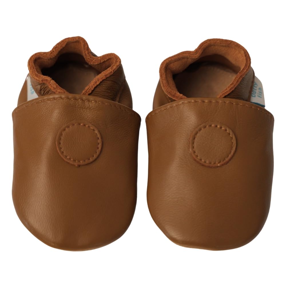 Dotty Fish Leather Crawling Shoes - Non-slip Soft Sole Barefoot Feel