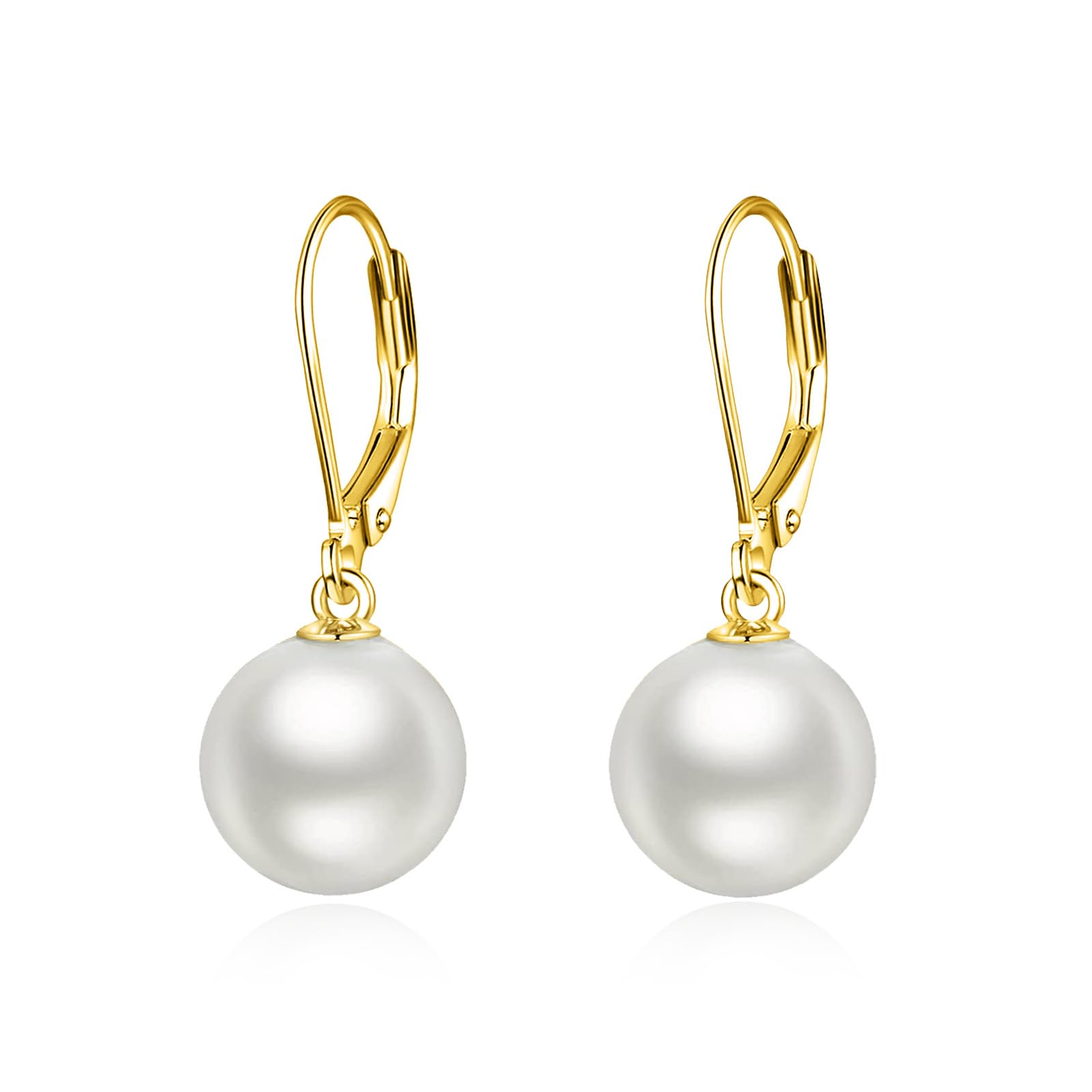 925 Sterling Silver Pearl Leverback Earrings Dangle Drop Jewelry Gifts for Women