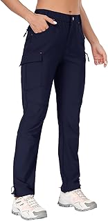GymBrave Women's Trekking Trousers Cargo Capri 3/4 Summer Lightweight Quick Dry with Pockets Zip Outdoor Camping