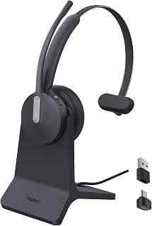 Yealink BH70 Mono Wireless Headset with Mic for Work, Bluetooth Headphone Teams Certified, up to 35h Talk Time, 91g Lightweight Comfort, USB-C to A