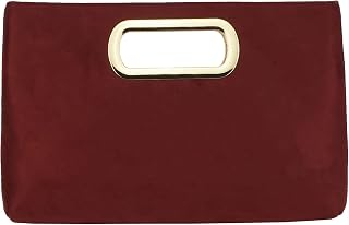 Top Handle Faux Suede Clutch