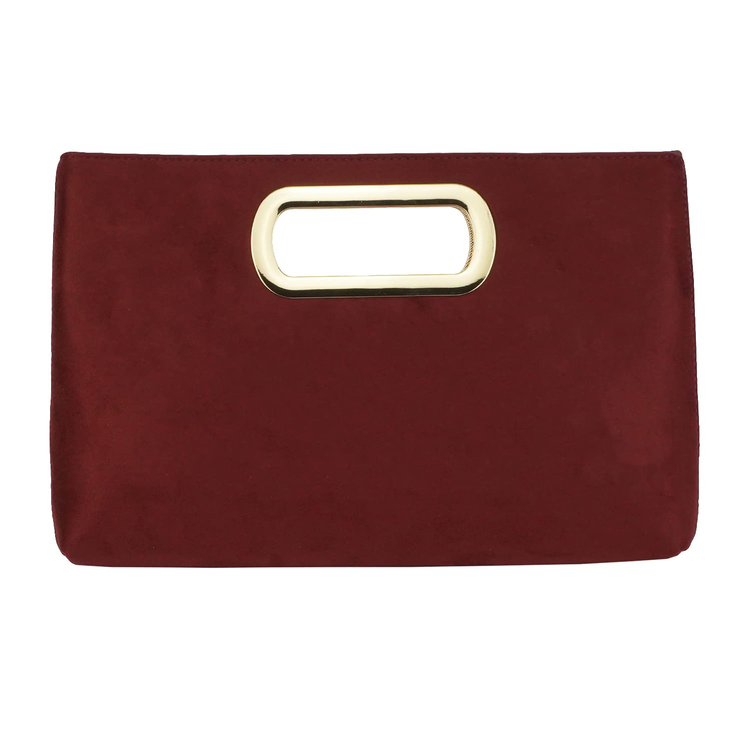 Top Handle Faux Suede Clutch