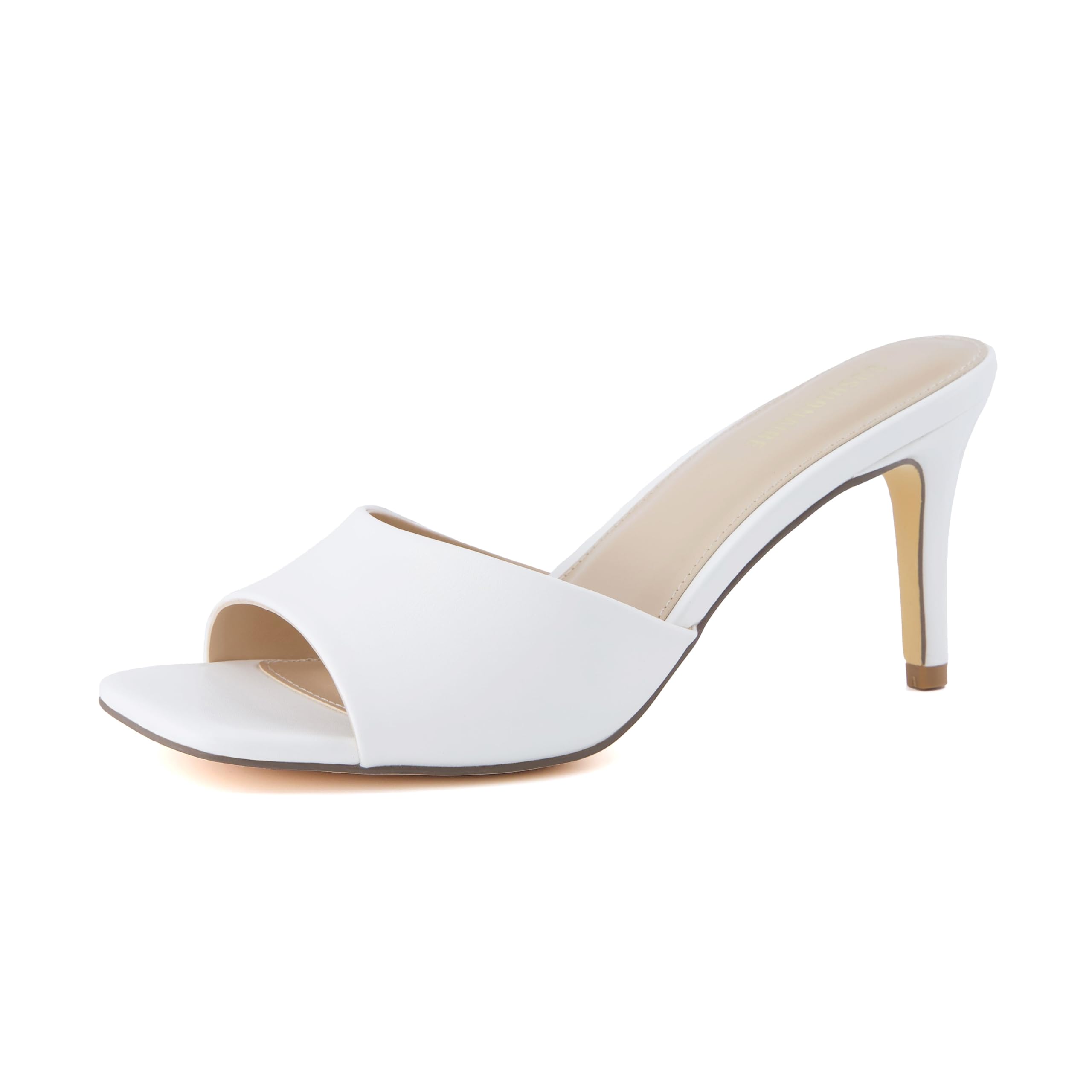 CUSHIONAIRE Evie Women's Kitten Heel Sandals Slip-on One Band Dress Sandals Memo