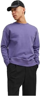 JACK & JONES Basic Round Neck Sweatshirt - Solid Long Sleeve Pullover JJEBRADLEY.